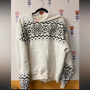 Free People White and Black Snowflake Hoodie